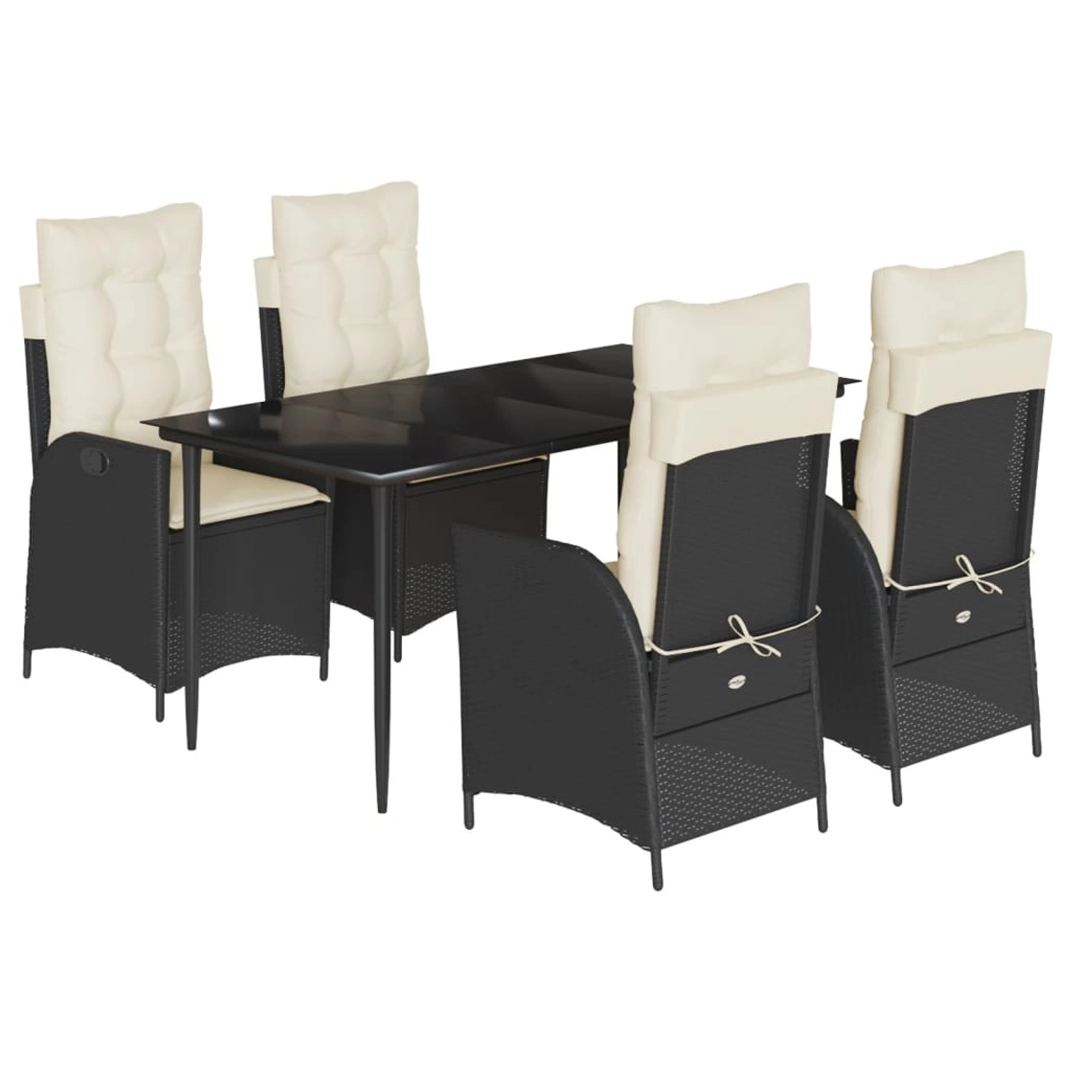 vidaXL 5-Tlg Garten-Essgruppe mit Kissen Schwarz Poly Rattan 3213158 günstig online kaufen