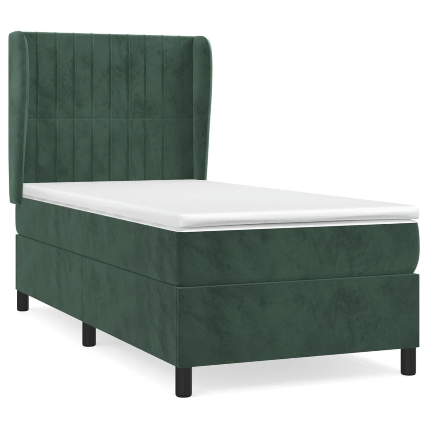 vidaXL Boxspringbett mit Matratze Dunkelgrün 100x200 cm Samt 3129318 günstig online kaufen