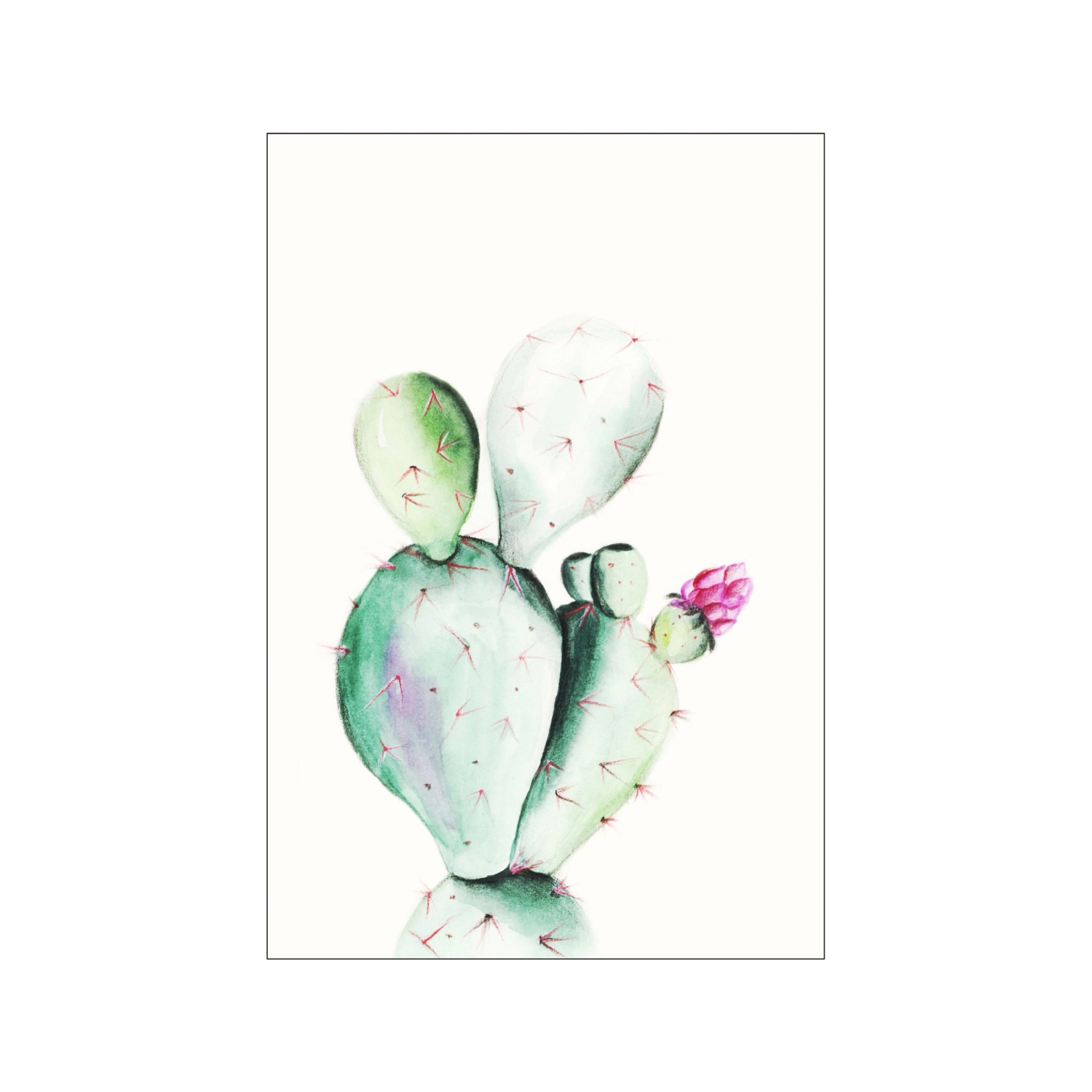 Komar Wandbild Prickly Pear Watercolor 30 cm x 40 cm