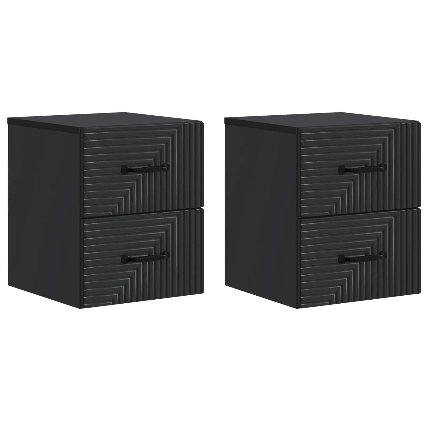vidaXL Wandmontierter Nachttisch 2 Stk Schwarz 34,5 x 33 x 40 cm 898638