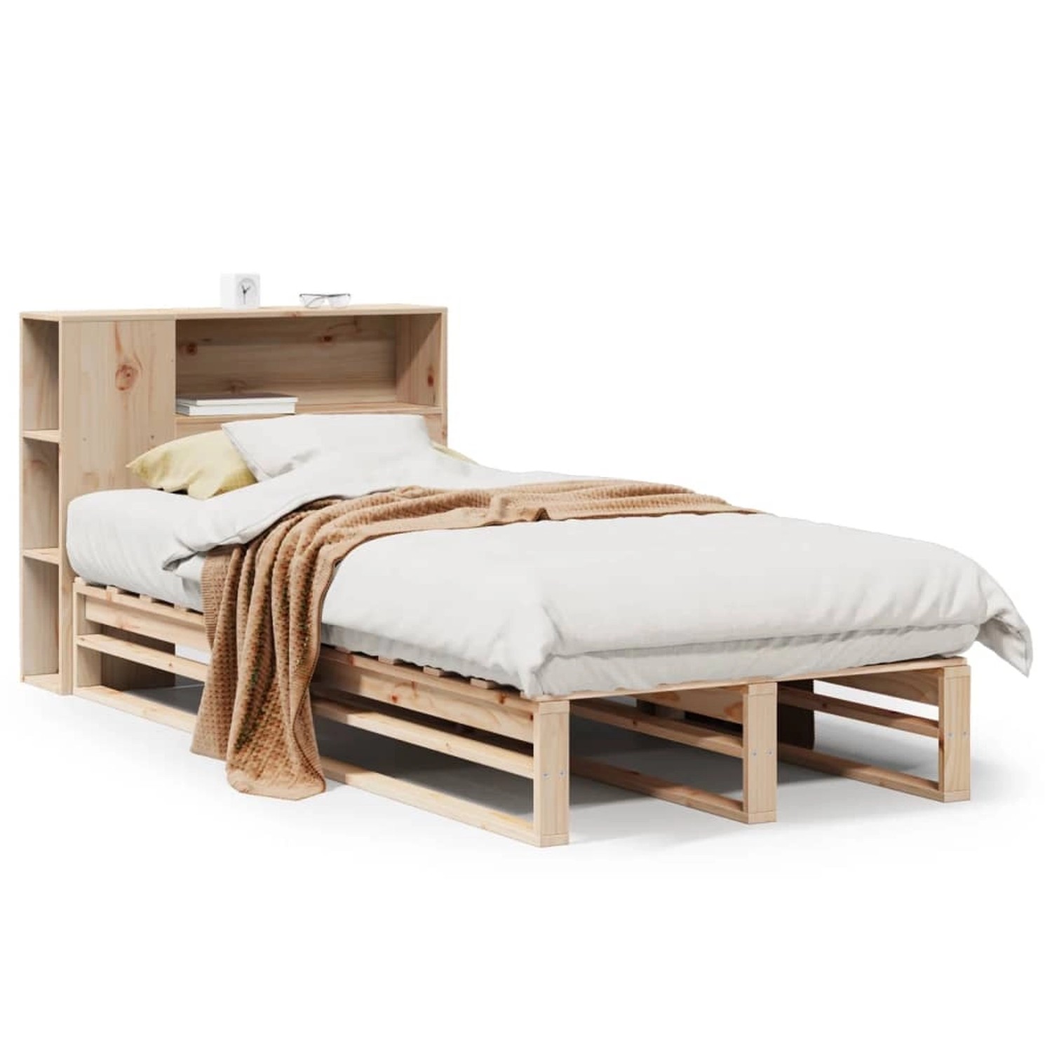 vidaXL Massivholzbett mit Regal ohne Matratze 90x200 cm Massivholz 3323899 günstig online kaufen