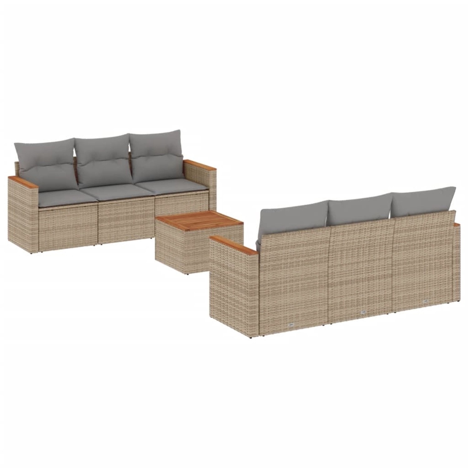 vidaXL 7-Tlg Garten-Sofagarnitur mit Kissen Beige Poly Rattan 3225793 günstig online kaufen