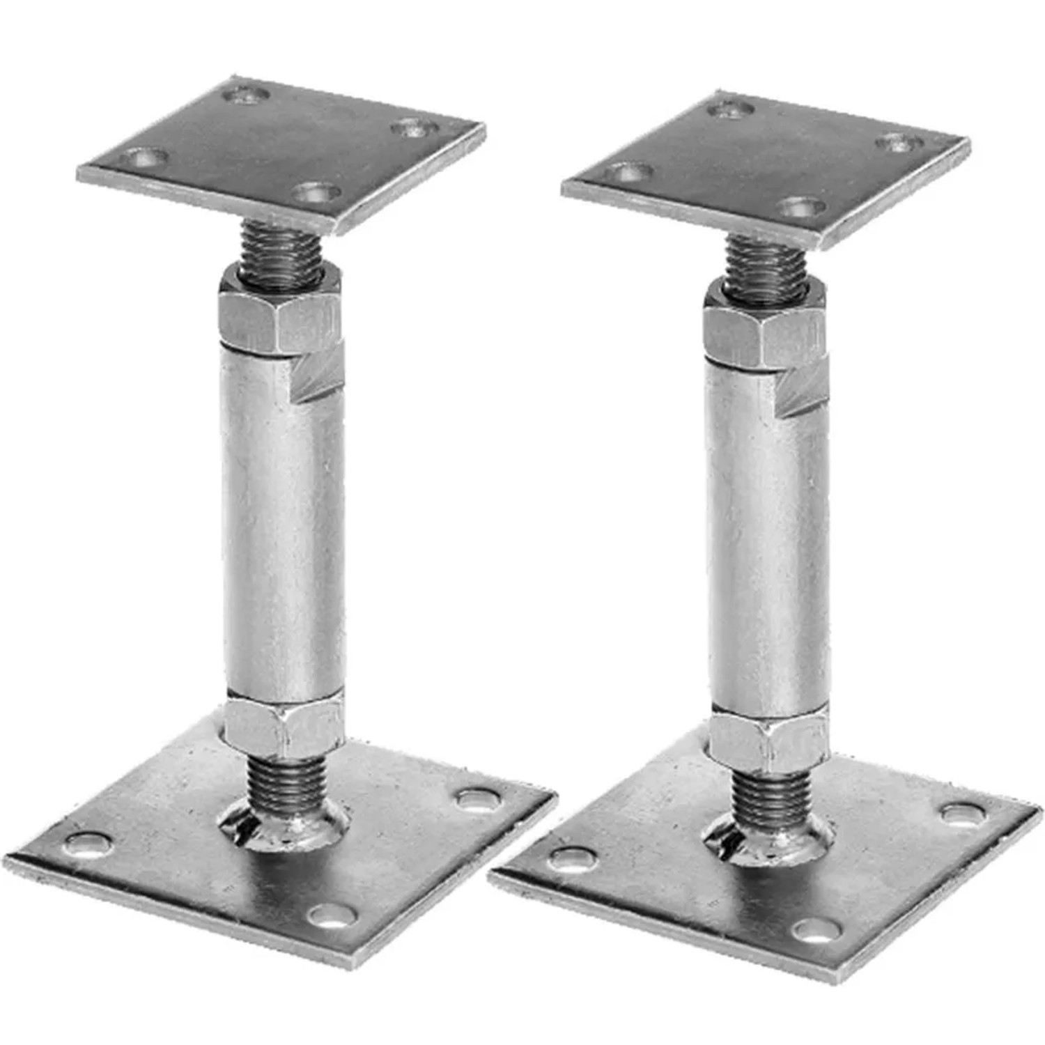 BigDean 2x GAH Pfostenträger Mit 2 Platten Verzinkt Aufdübelbar Höhenverstellbar