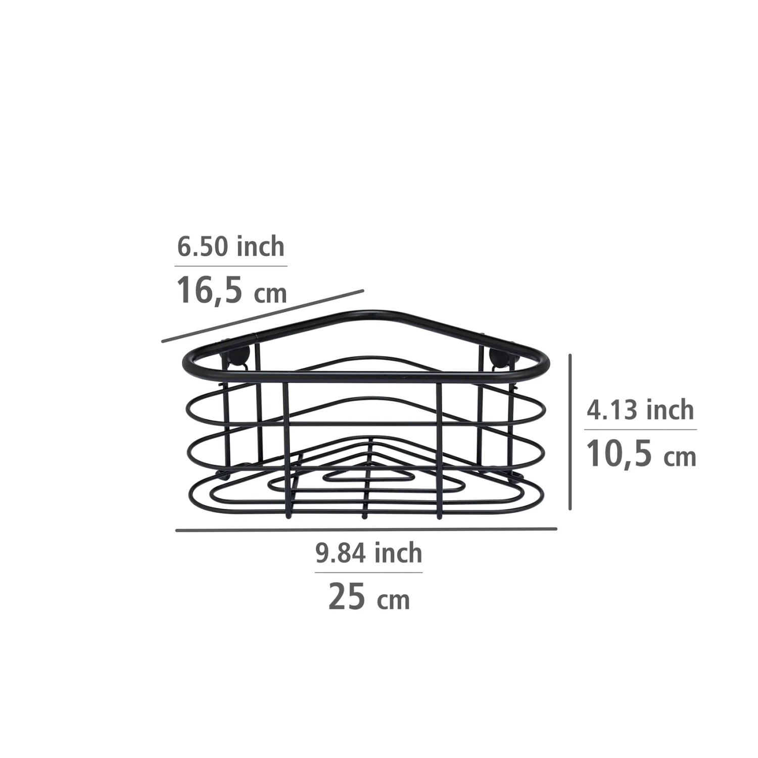 Schwarze Wenko Eckablage Trestina aus Edelstahl, Drahtdesign, Maße 25x10,5x16,5 cm.