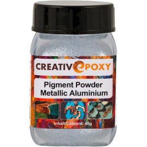 CreativEpoxy Pigment Pulver Aluminium Metallic, 40g Dose für Epoxidharz Abtönung.