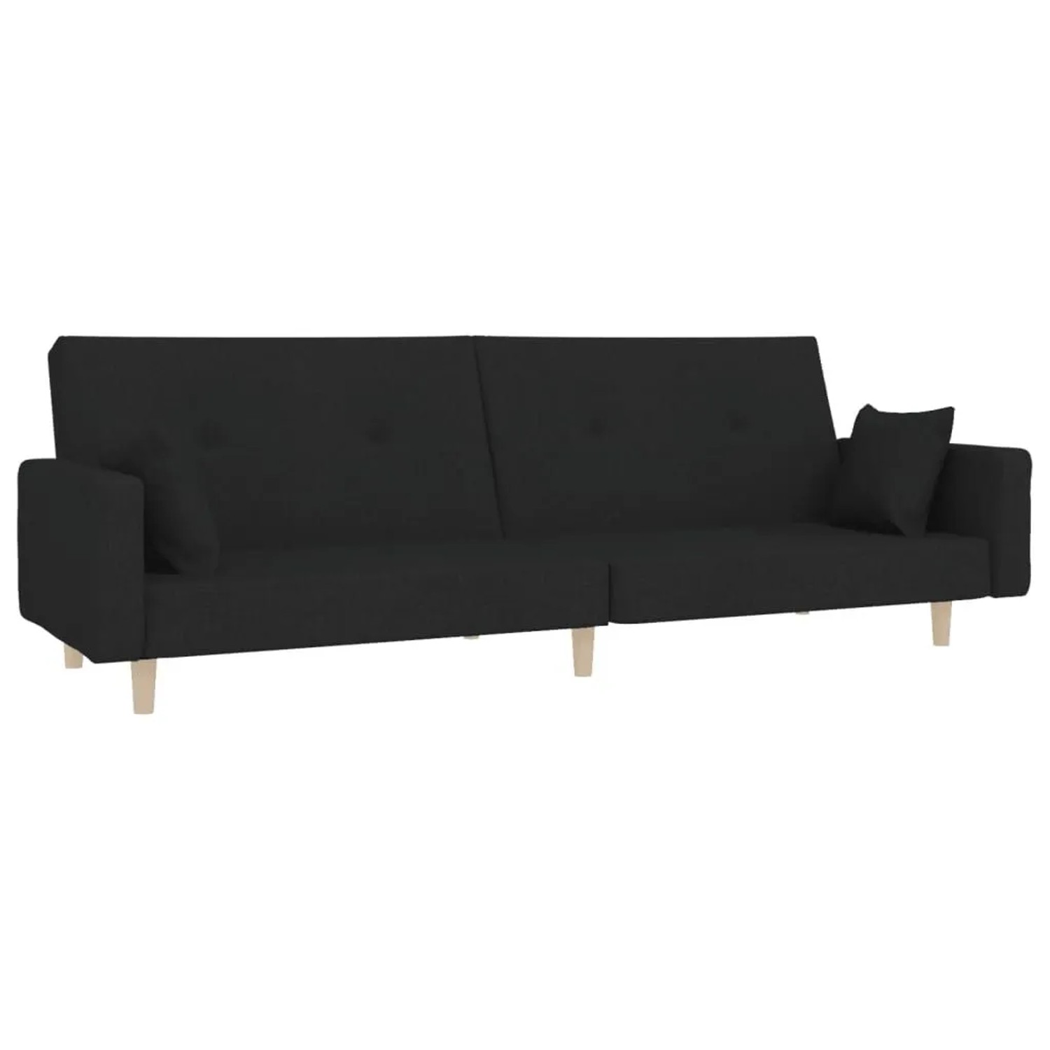 vidaXL Schlafsofa 2-Sitzer mit 2 Kissen Schwarz Stoff 375743