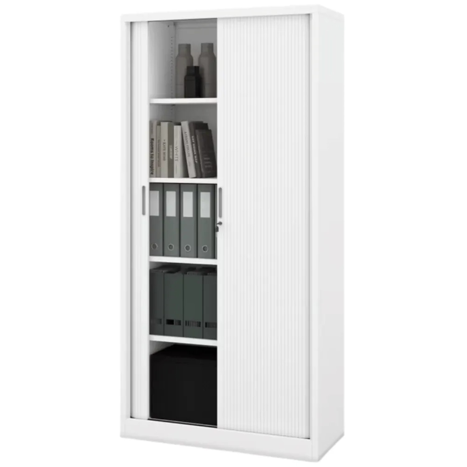 JAN NOWAK Aktenschrank Abschließbar DAMIAN mit Rolladentüren 185 x 90 x 45 cm Weiß