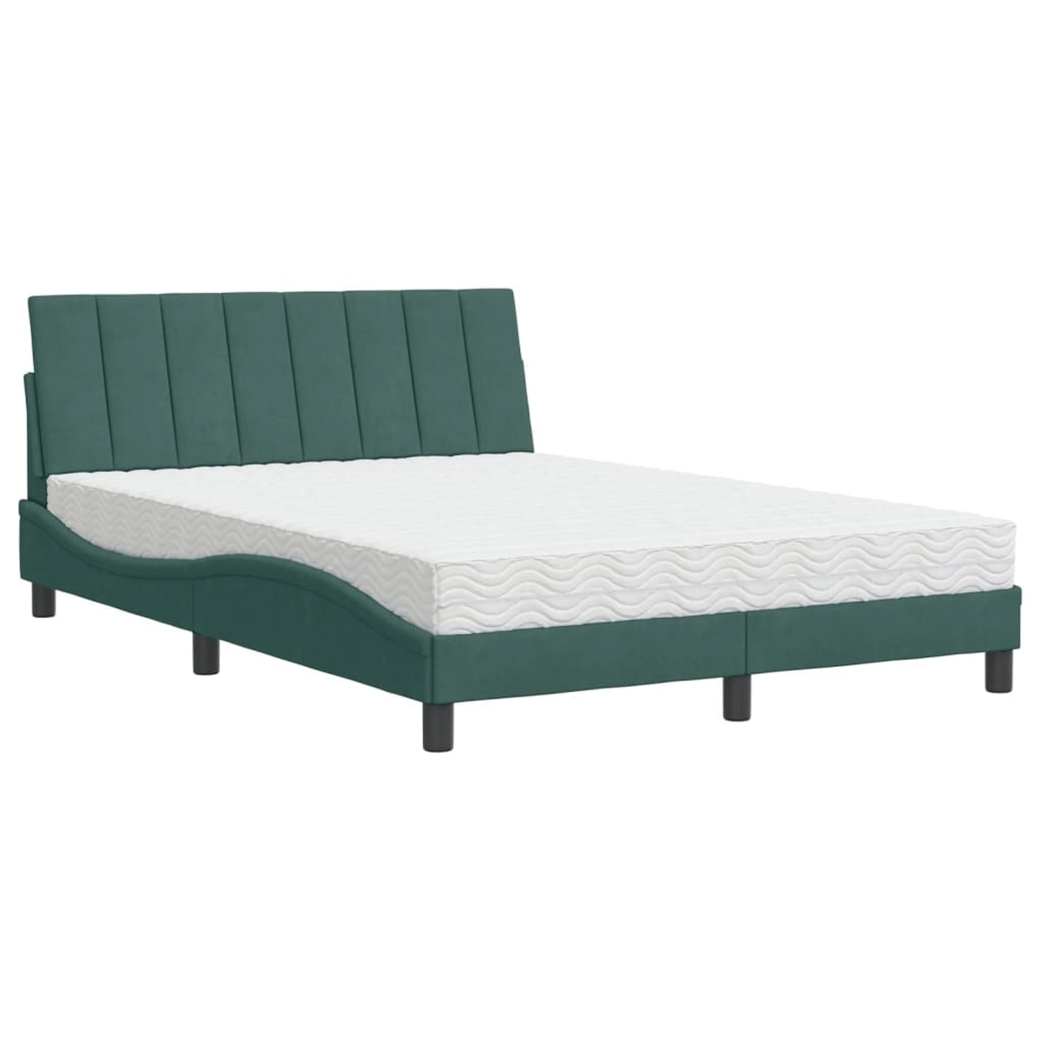 vidaXL Bett mit Matratze Dunkelgrün 140x200 cm Samt Modell 12008802