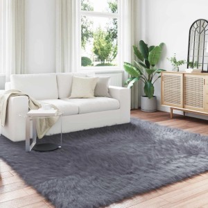 vidaXL Kunstschaffell Teppich Tafalla Anthrazit 240 x 240 cm Polyester 42021600