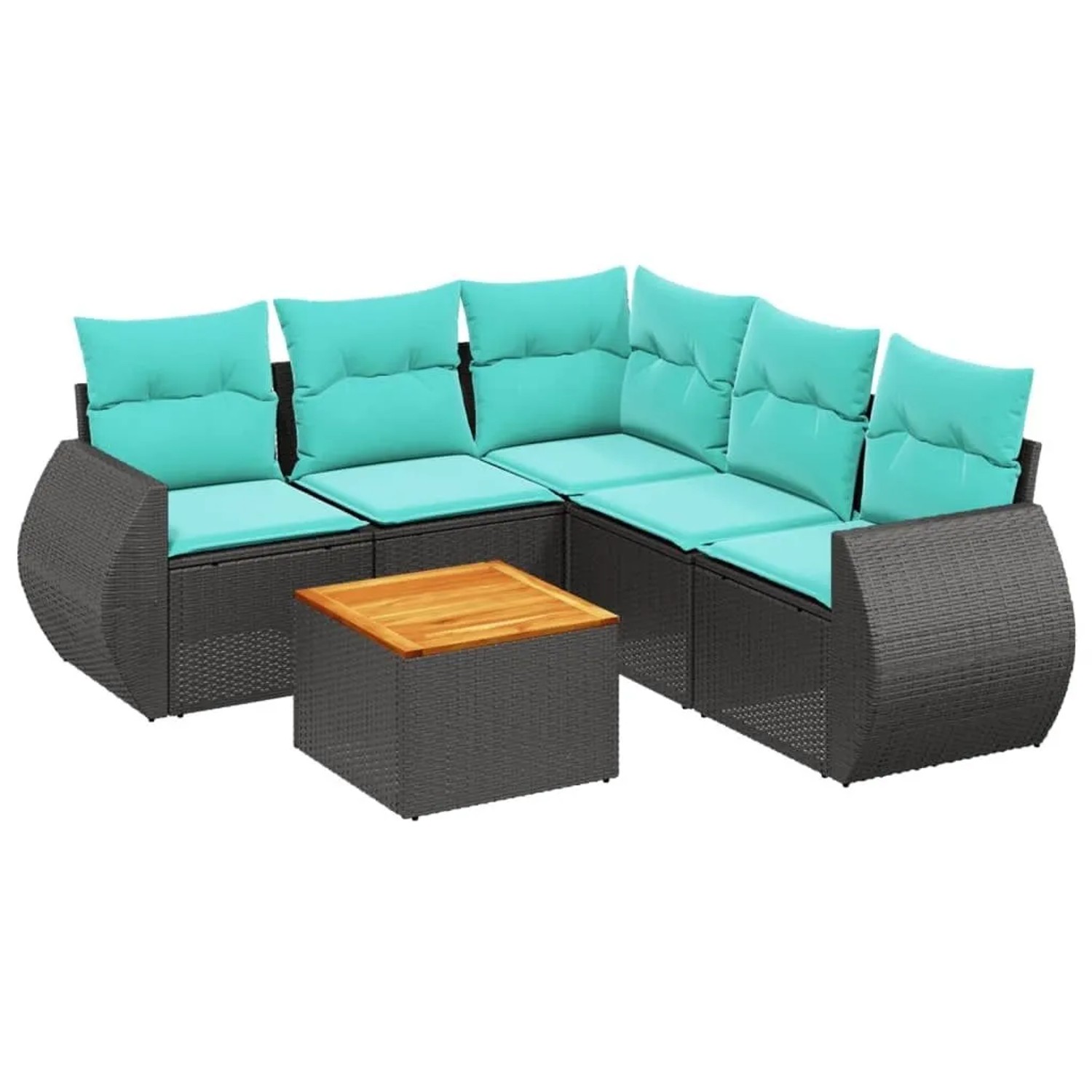 vidaXL 6-Tlg Gartensofa-Set mit Kissen Schwarz Polyrattan 3225000 günstig online kaufen