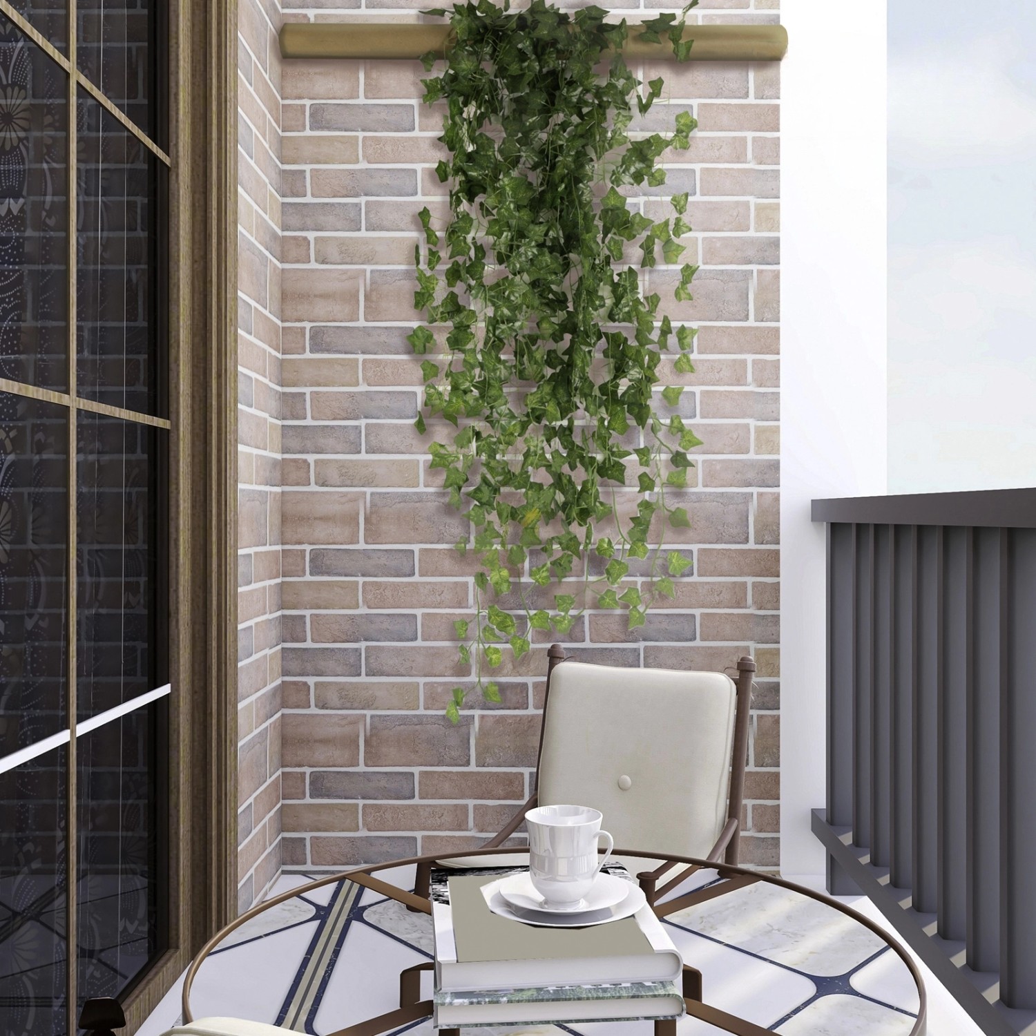 Künstliche Efeu-Girlande (12er Pack) als Wanddeko, Länge 215 cm.