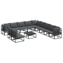 vidaXL Garten-Sofa-Set, 12-teilig, schwarz, mit Aluminiumrahmen und Kissen. Gartenmöbel für Terrasse und Garten.