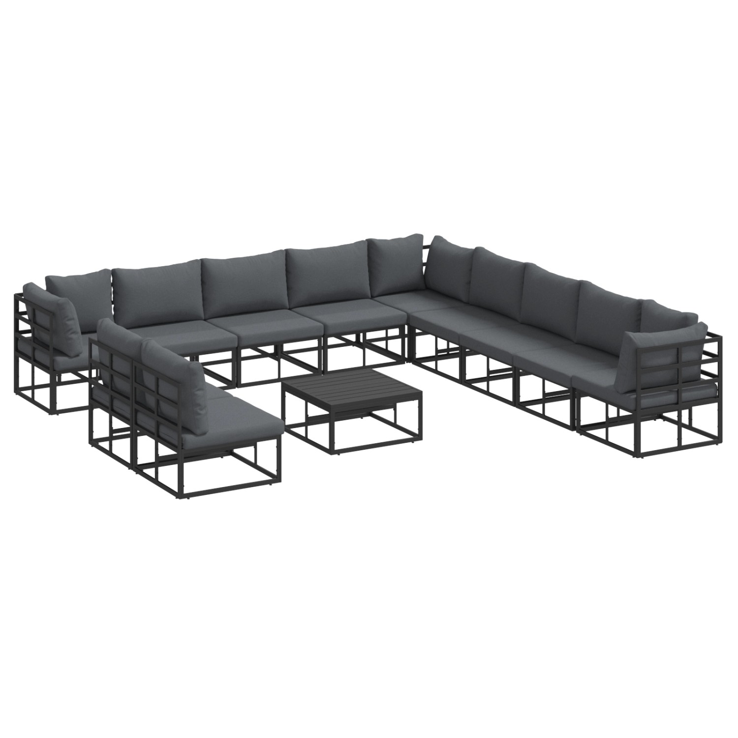 vidaXL Garten-Sofa-Set mit Kissen 12-Tlg Schwarz Aluminium 3378881 günstig online kaufen