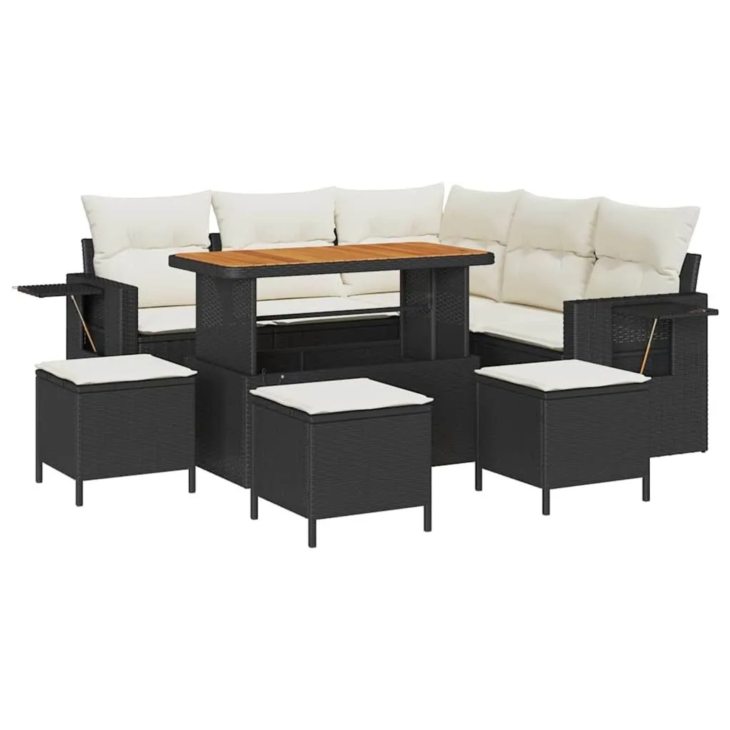 vidaXL Gartensofa-set mit Kissen 10-Tlg Schwarz und Creme Poly-Rattan 33637 günstig online kaufen