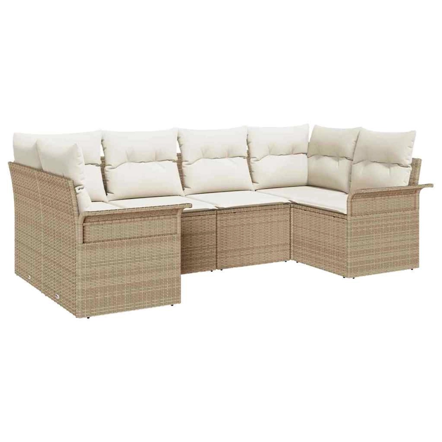 vidaXL Garten-Sofa-Set mit Kissen 6-Tlg Beige Poly Rattan 3345501 günstig online kaufen