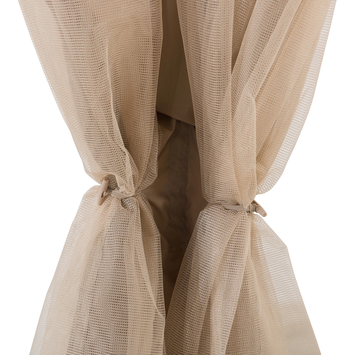 Detailaufnahme Moskitonetz für Sunjoy Gazebo Torre Zedernholz Pavillon, beige.