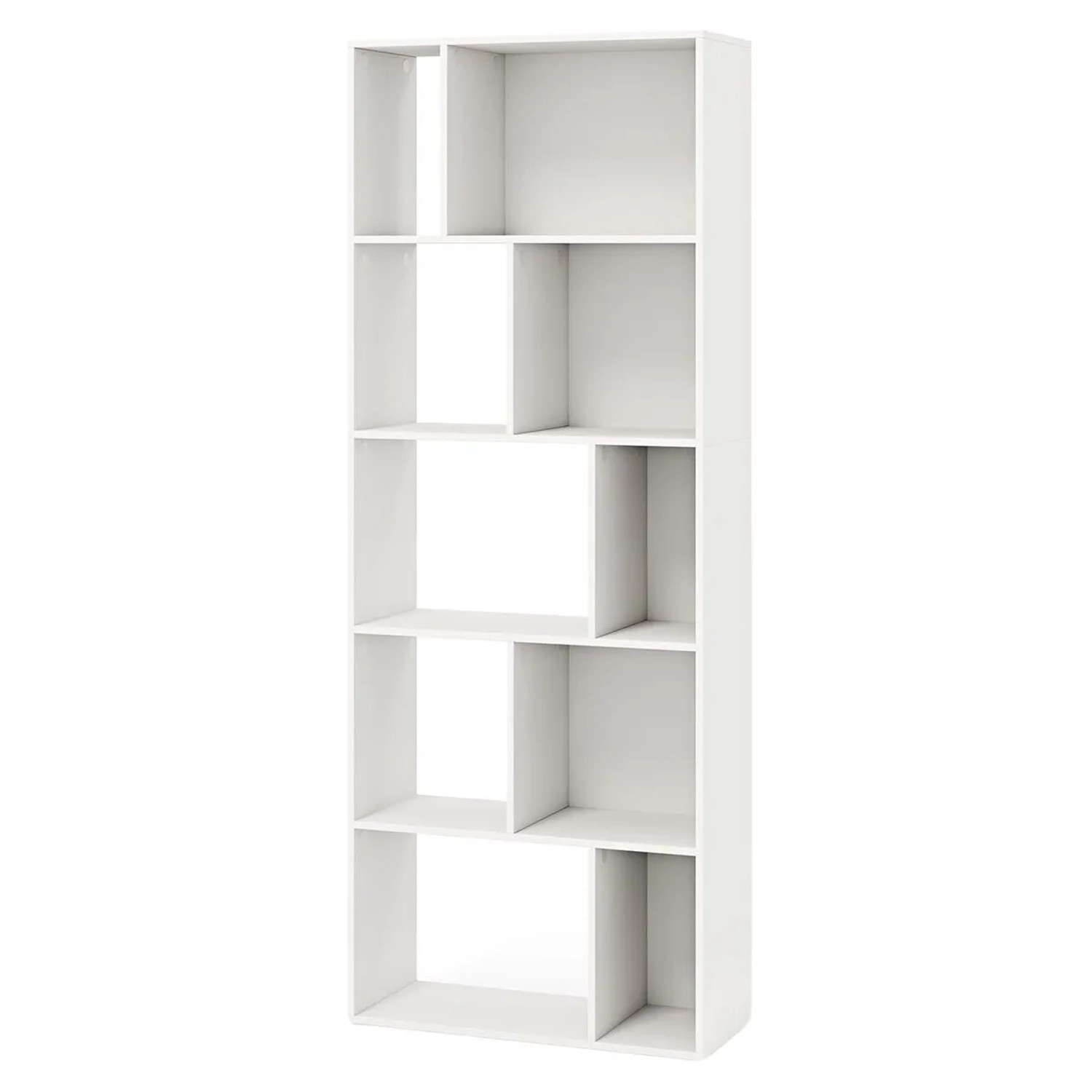 Costway Bücherregal 5 Ebenen 10 Fächern 60 x 25 x 160 cm Weiß günstig online kaufen