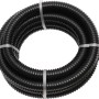 Schwarzer Spiralschlauch (Ø 32 mm) zur Entwässerung, aufgerollt und mit Kabelbindern fixiert.