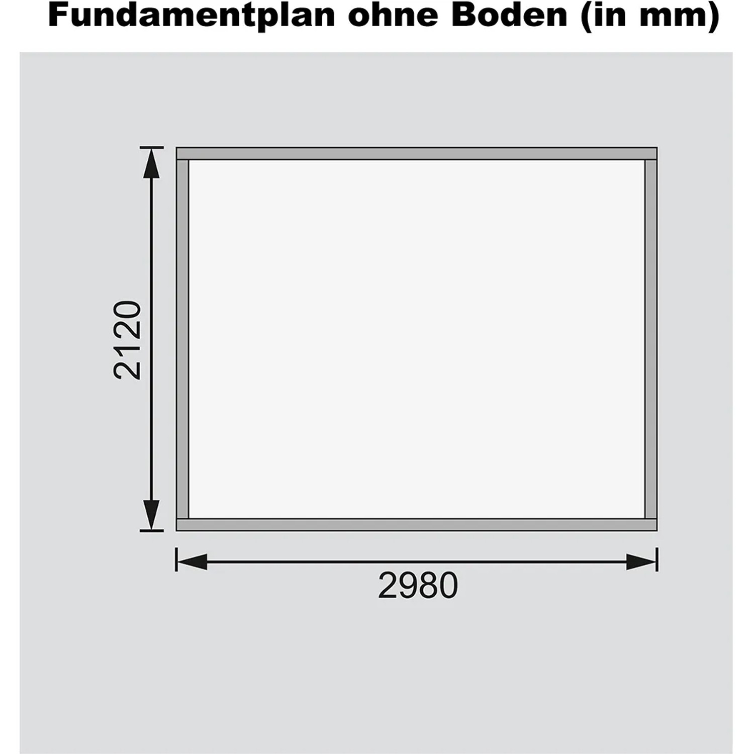 Grundriss Karibu Gartenhaus Sölve, 298x213 cm, Maße ohne Boden.