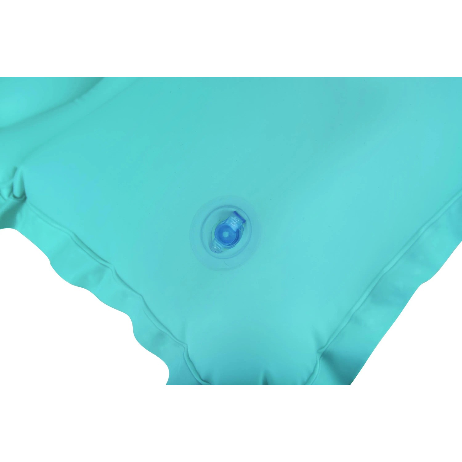 Detailaufnahme der blauen Bestway Luftmatratze Float'n Roll (213x86 cm) mit Ventil.