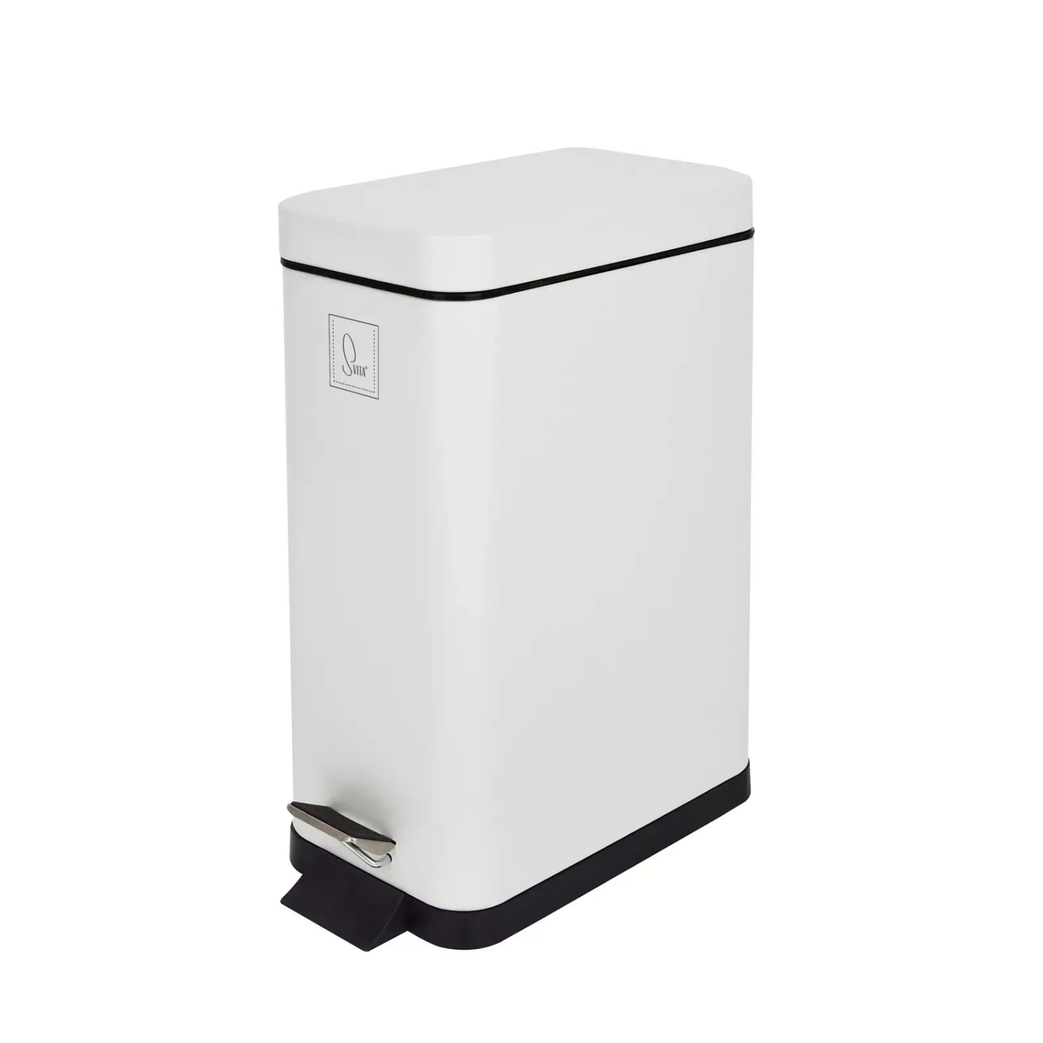 Weißer Svita Treteimer STM10, 10L, mit Inneneimer und Softclose-Deckel.