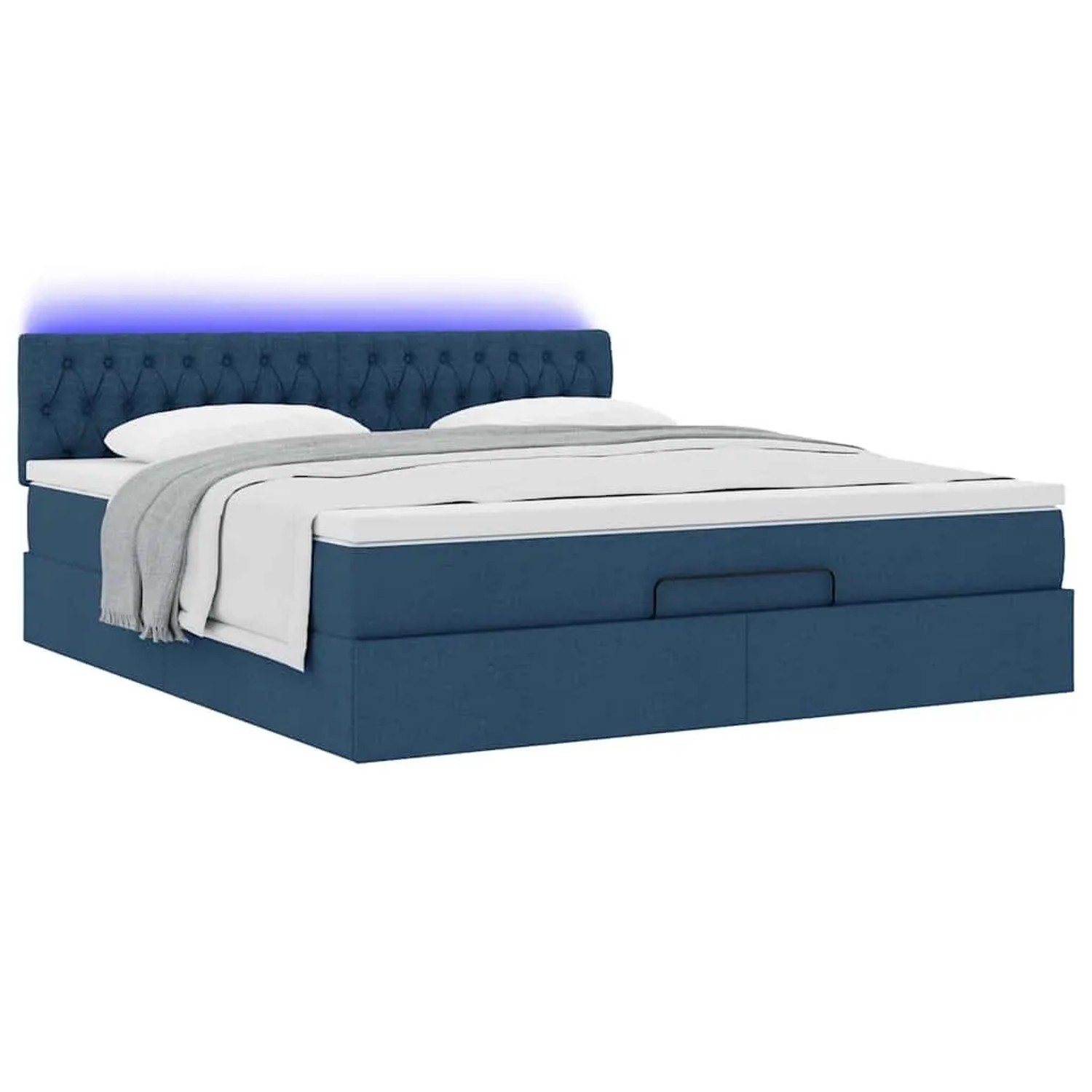 vidaXL Ottoman-Bett mit Matratze und LEDs Blau 160x200 cm Stoff 3312408