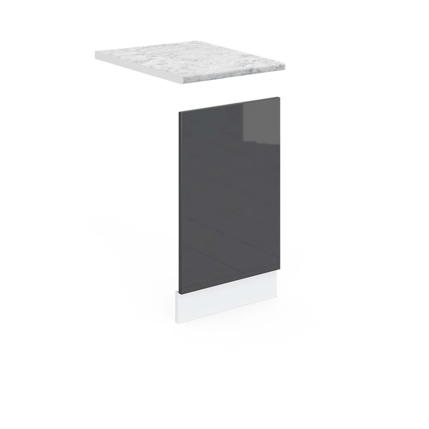 Thumbnail - Vicco Frontblende R-Line Geschirrspüler Fronttür Anthrazit Hochglanz/Weiß 45 cm AP Marmor