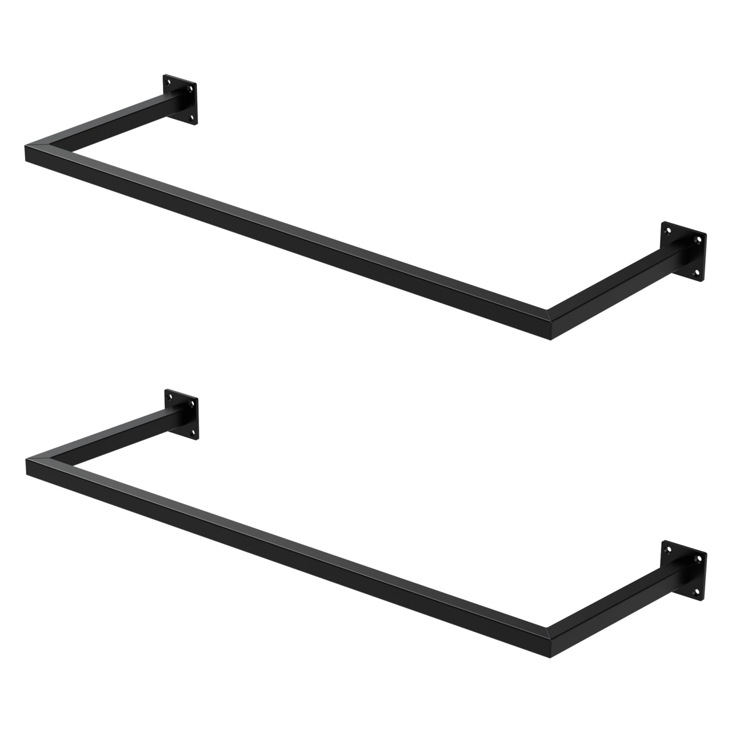 ML-Design 2Er Set Wand Kleiderstange Rechteck 30x90cm Schwarz Stahl