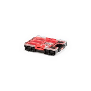 PROREGAL QBRICK Werkzeugkoffer mit 6 Fächern, schwarz, mit transparentem Deckel.
