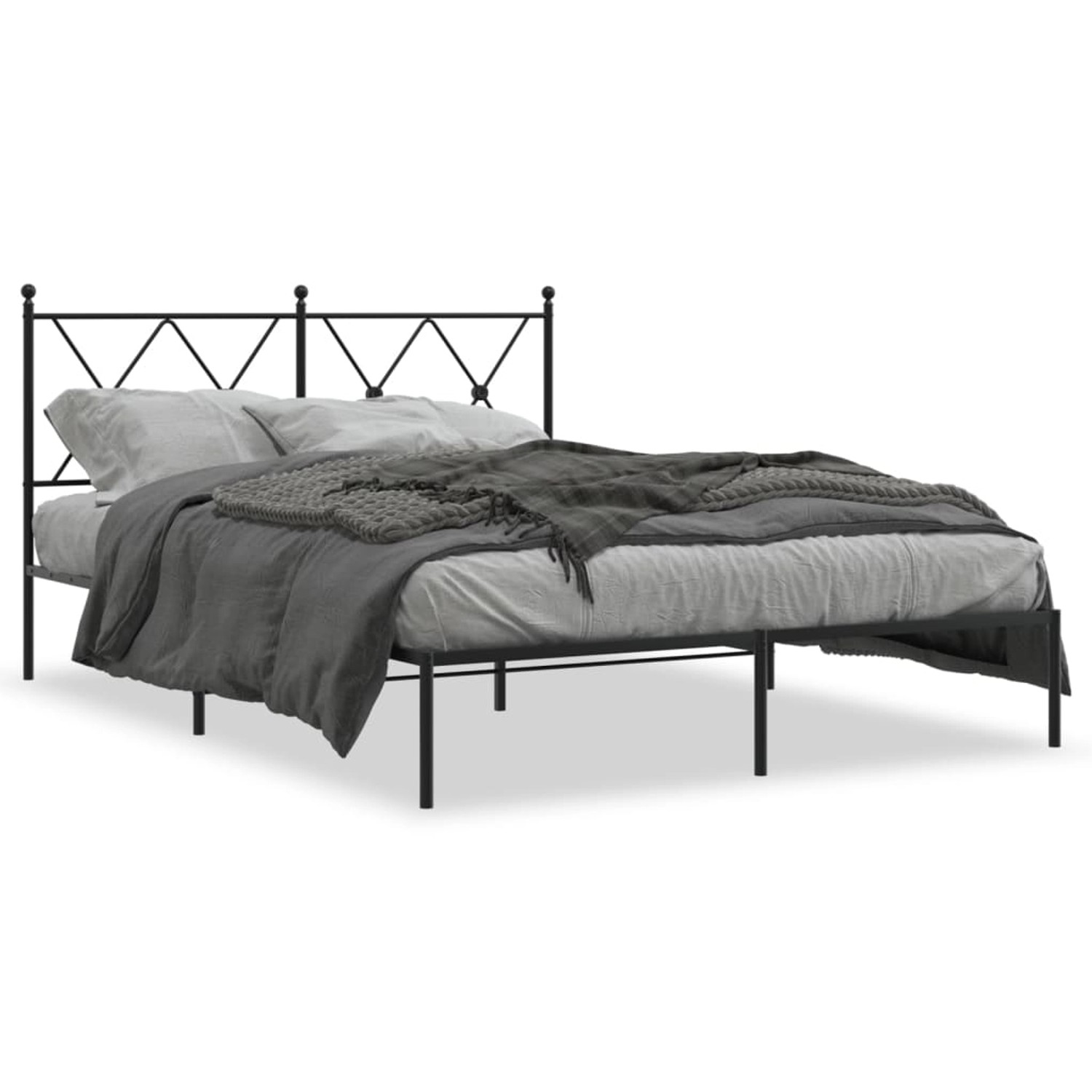 vidaXL Bettgestell mit Kopfteil Metall Schwarz 135x190 cm 376501 günstig online kaufen