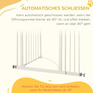 PawHut Türschutzgitter mit Auto-Close Funktion, Detailaufnahme der automatischen Schließfunktion.