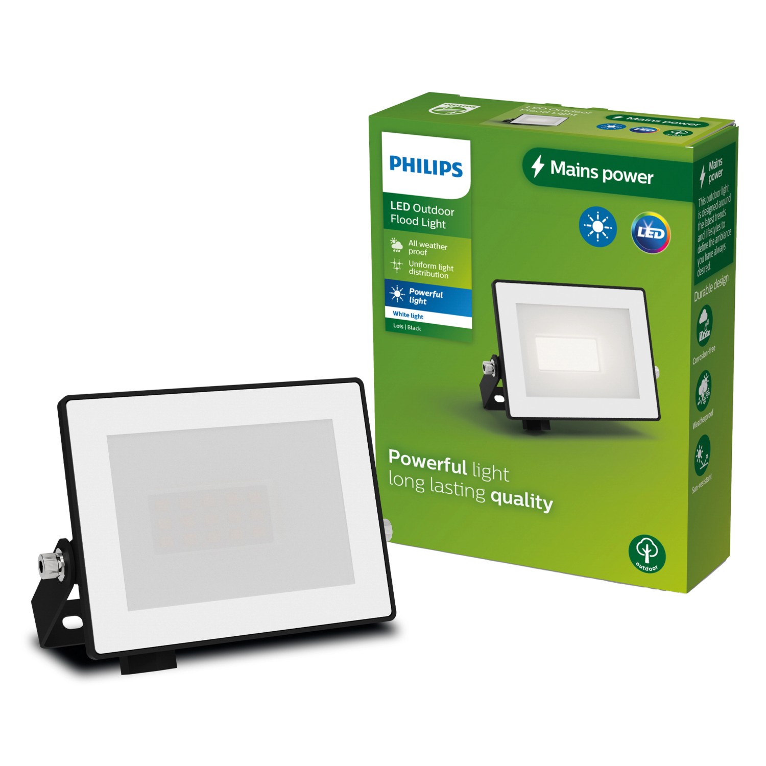 Philips Outdoor Flutlicht Lois 3.000 K 900 lm Schwarz