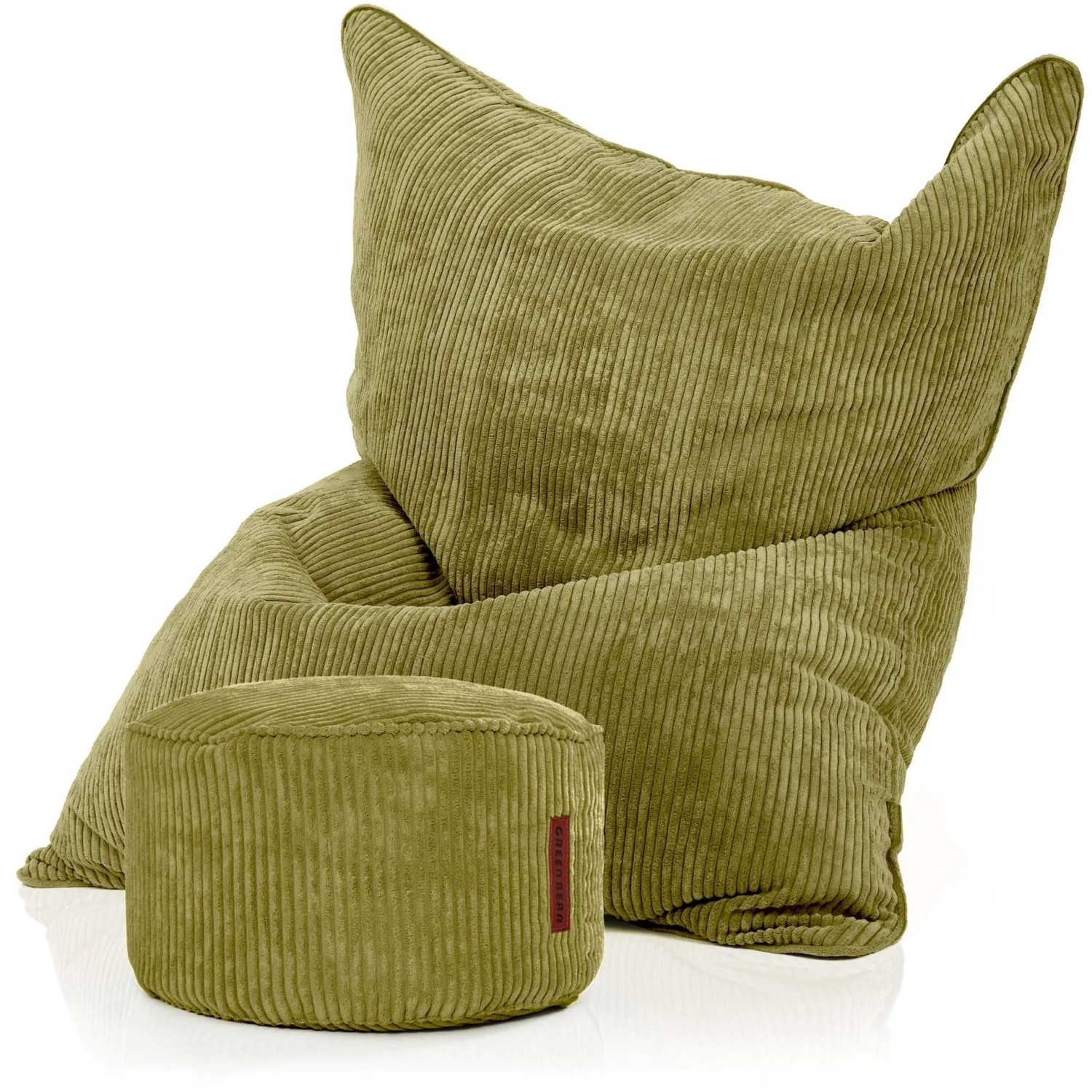 Green Bean Sitzpouf 2er Set Cordoba + Pouf 140 x 180 x 25 cm Cord Waschbarer Bezug Grün
