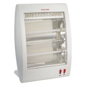 CMI Quarzheizstrahler 800 W, weißes Gehäuse mit zwei Heizstufen und Überkippschutz.