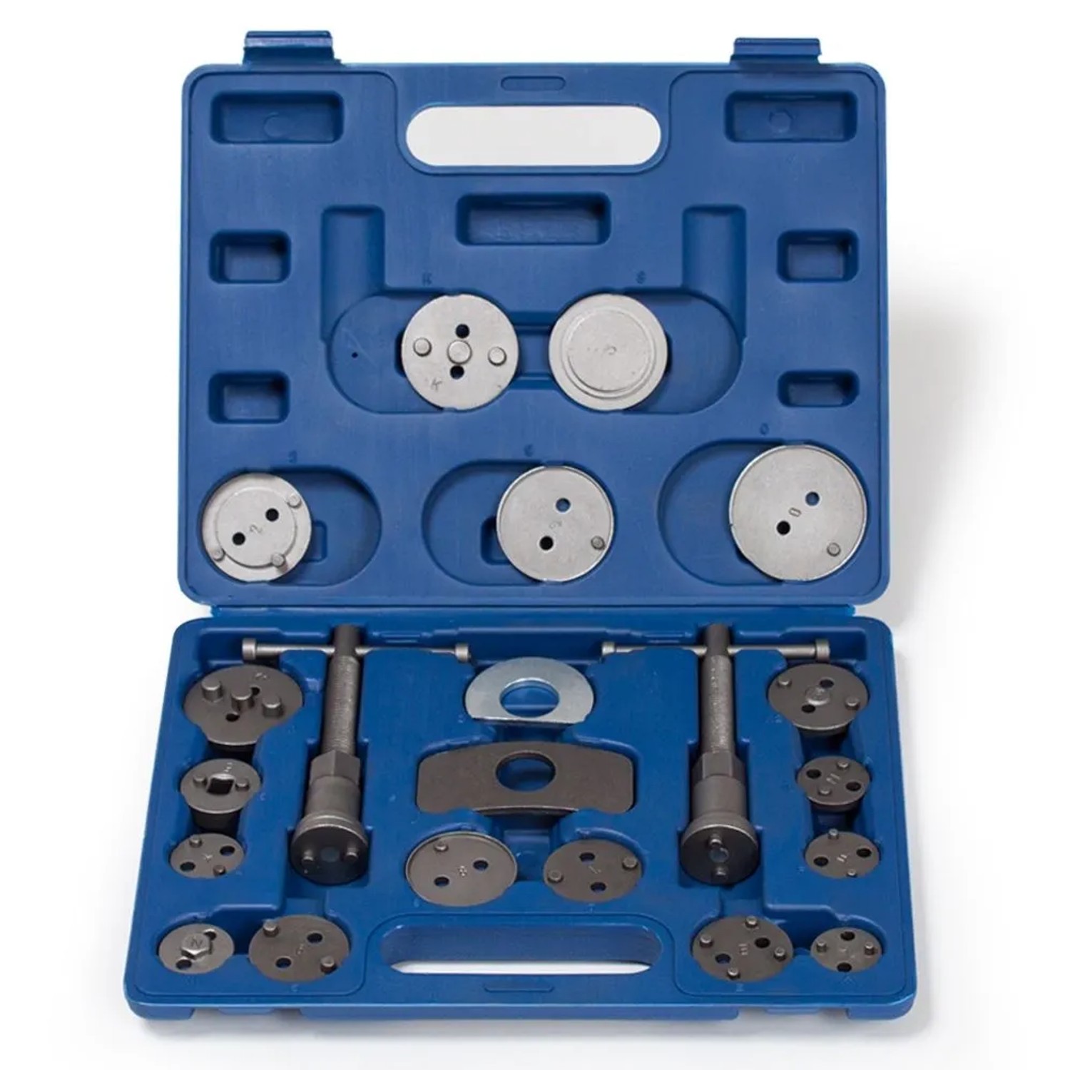 Tectake Bremskolbenrücksteller Set  22 Teilig 2 Spindel  2 Rückhalteplatten  17 Adapter  52 50 x 33 x 5 cm Blau