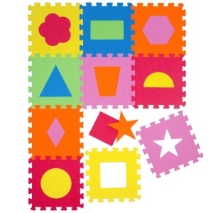 Bunte LittleTom Baby Puzzlematte mit 10 Teilen und Symbolen, ideal als Spielmatte.