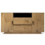Merax Sideboard Eiche mit 2 Türen, 2 Schubladen, Glasfach und schwarzen Griffen für Wohnzimmer.