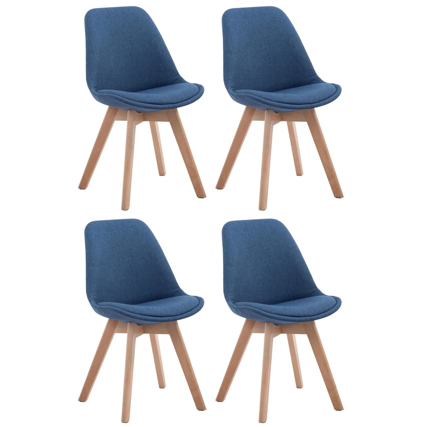 CLP 4er Set Besucherstühle Borneo V2 Stoff Blau/Natura