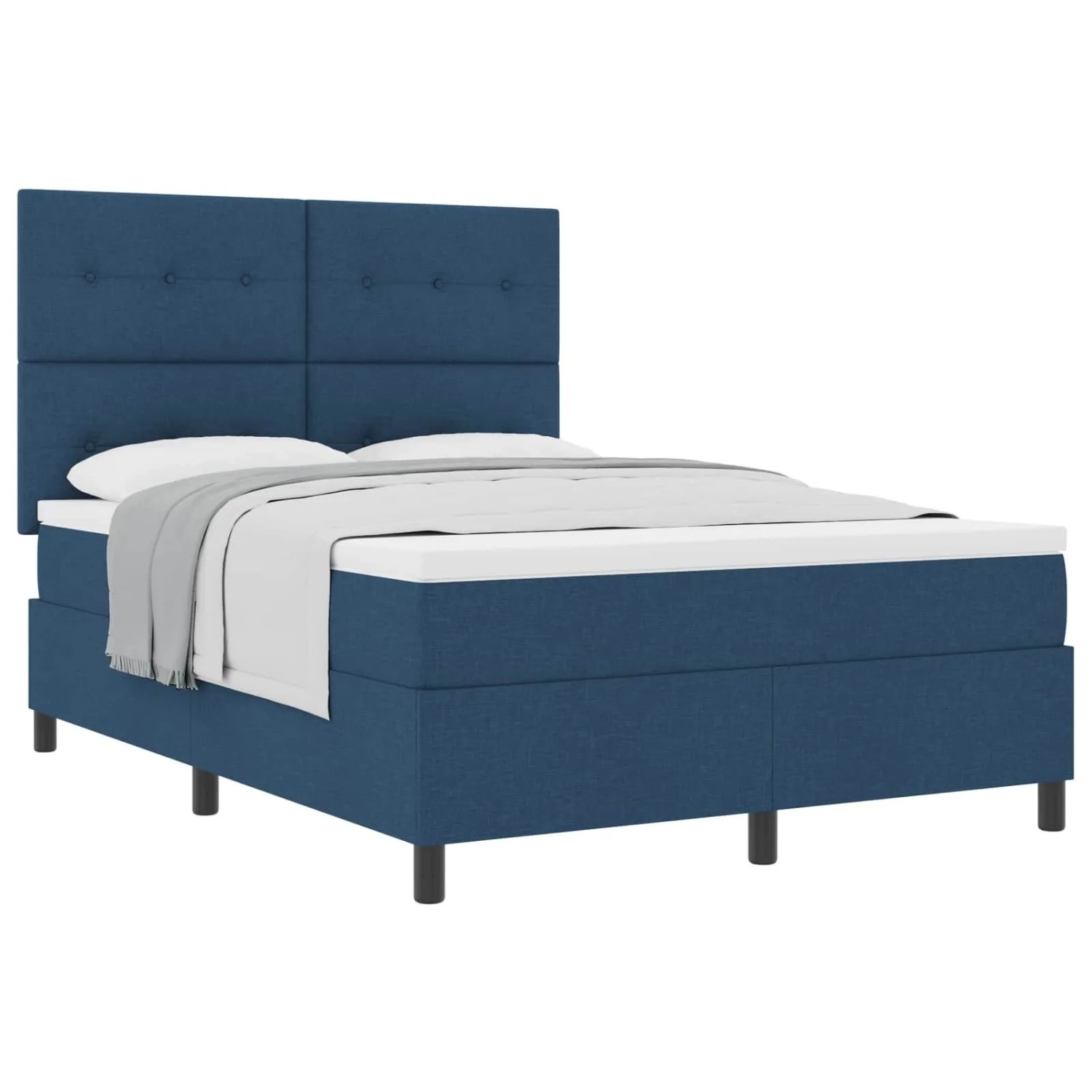 vidaXL Boxspringbett mit Matratze mit Kopfteil Blau 160 x 200 cm Stoff 3339405
