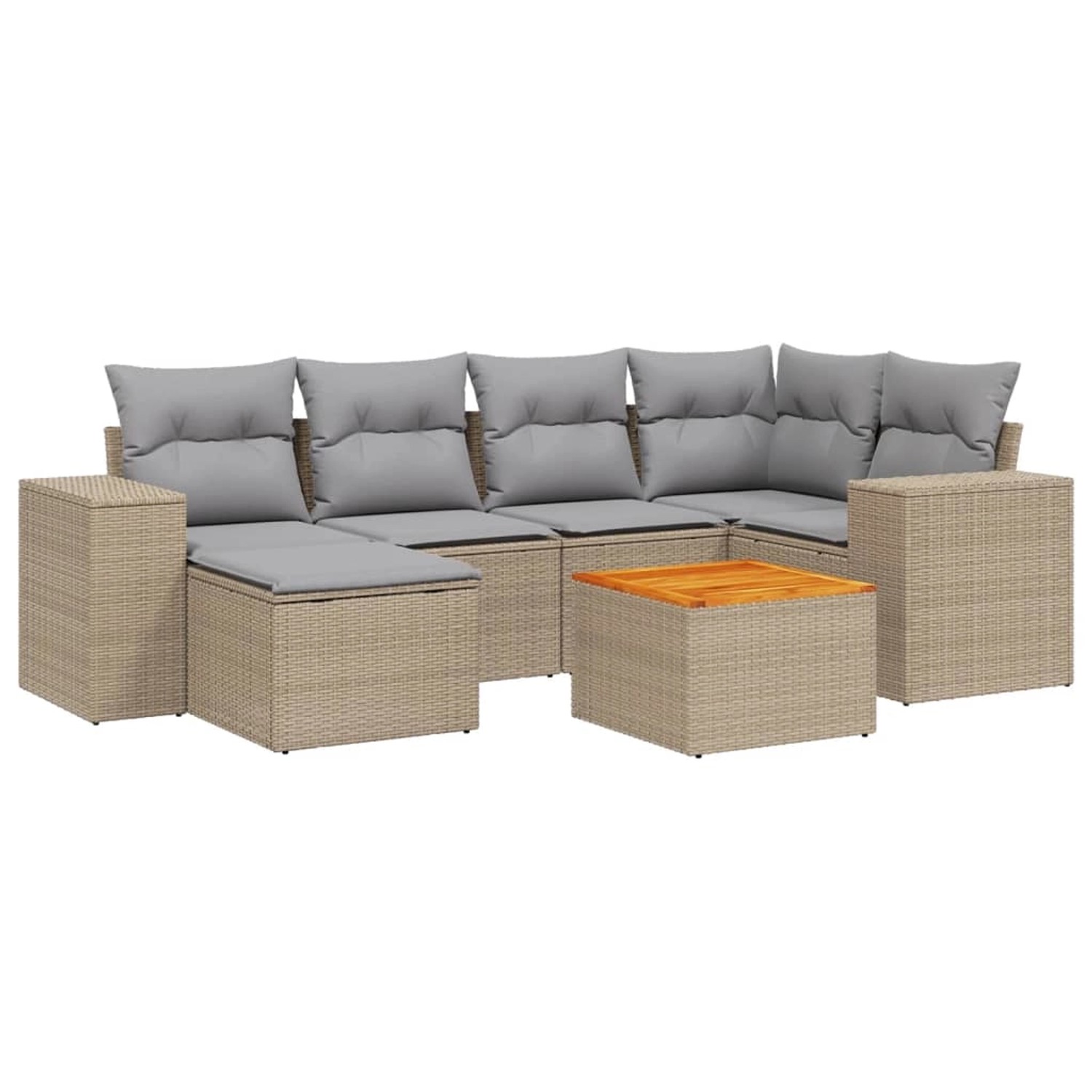 vidaXL 7-Tlg Garten-Sofagarnitur mit Kissen Beige Poly Rattan 3225548 günstig online kaufen