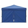 Blaues, faltbares Partyzelt 3x3 m mit Seitenwänden für Outdoor-Events.
