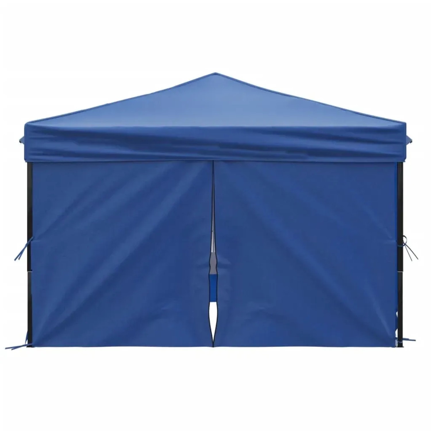 Blaues, faltbares Partyzelt 3x3 m mit Seitenwänden für Outdoor-Events.