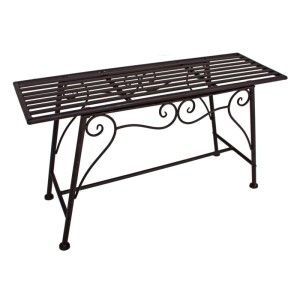 DELUKE Blumenbank RITA, Stahl schwarz-braun, 45x27x83cm, Pflanzenständer und Blumenregal.