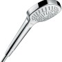 Hansgrohe Croma Select E Multi Handbrause, 3 Strahlarten, weiß-chrom, mit Select-Knopf.