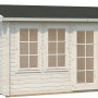 Palmako Iris Holz-Gartenhaus, naturbelassen mit Satteldach, 390x300 cm. Unbehandeltes Holz.
