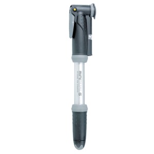 Topeak Mini Dual G Handpumpe, silber-schwarz, aus Aluminium. Kompakte Fahrrad-Luftpumpe mit Manometer.