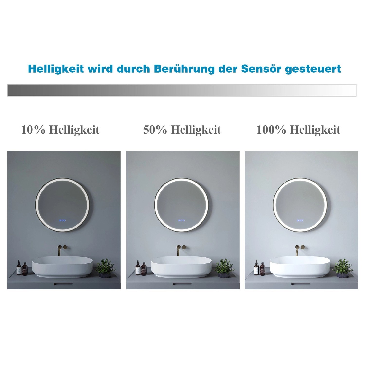 Aquabatos Rund Spiegel 80 cm LED Badspiegel mit 3-Fache Vergrößerung Badezimmerspiegel mit Beleuchtung Lichtspiegel Antibeschlag Aluminiumrahmen_7
