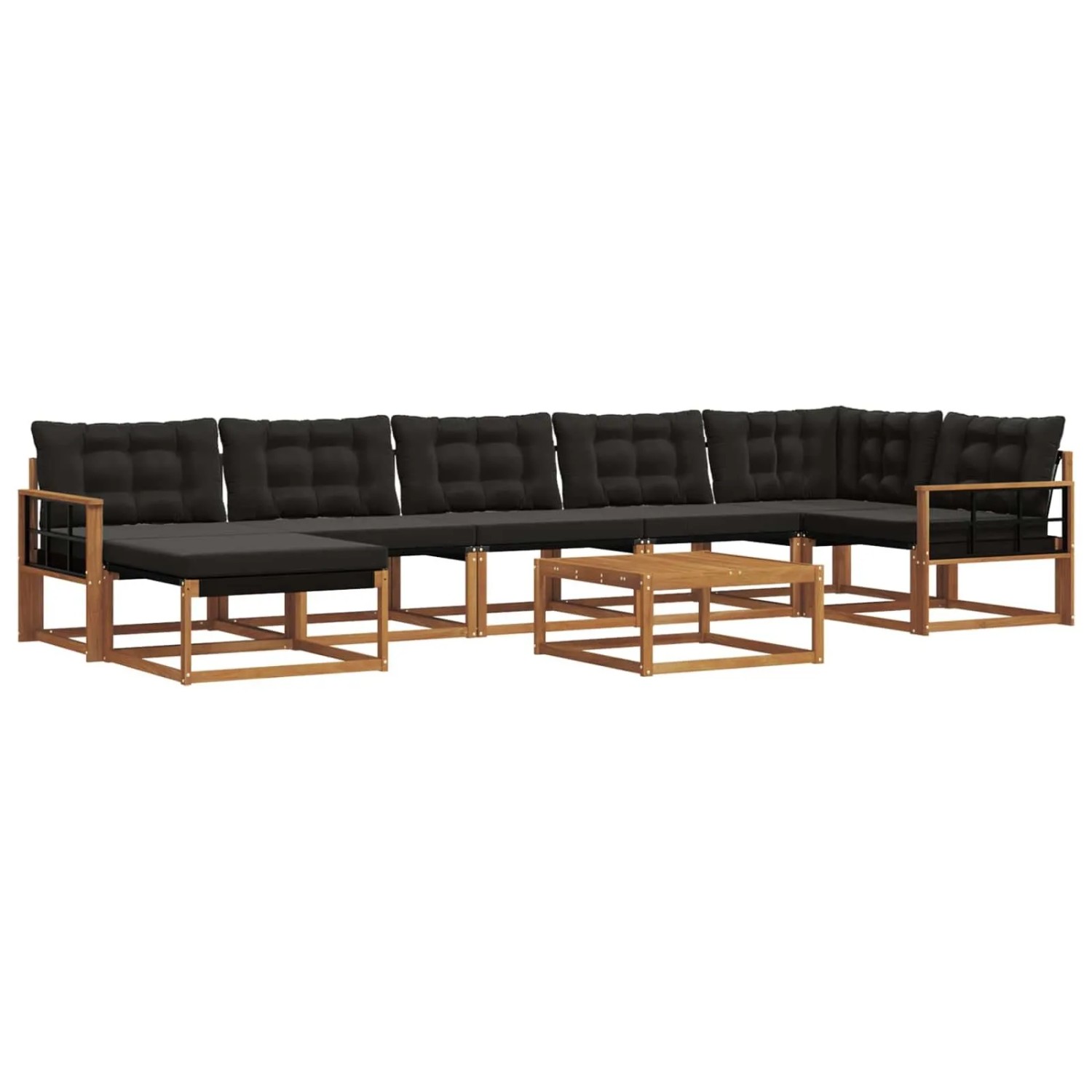 vidaXL Outdoor-Sofagarnitur mit Kissen 22-Tlg Natur und Schwarz 3369703