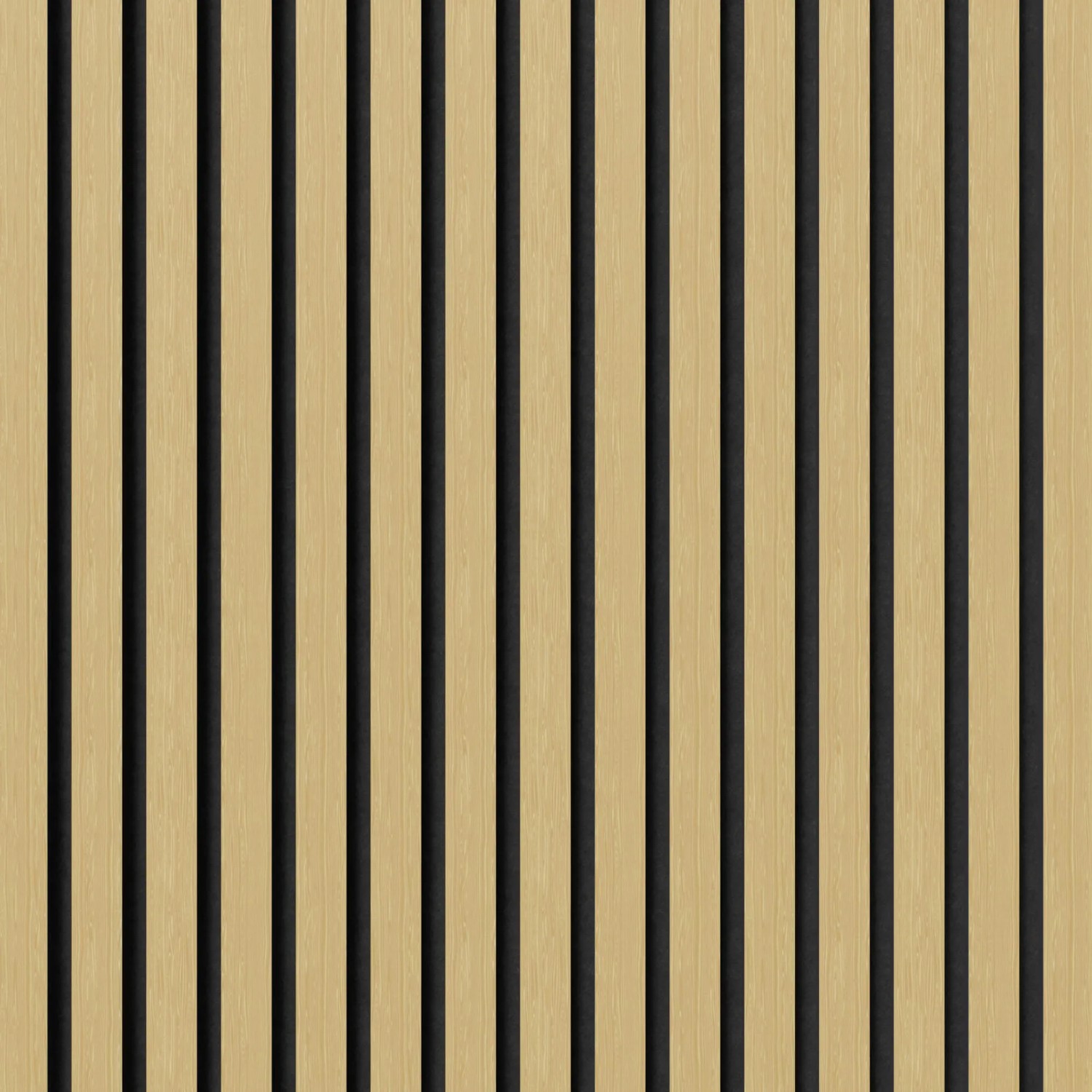 Akustikpaneel Muster Eiche unbehandelt, MDF mit schwarzem Filz. Holzpaneel für Wand- und Deckenverkleidung.