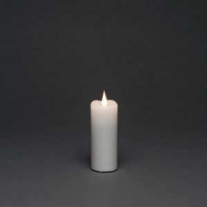 Weiße Konstsmide LED-Echtwachskerze mit Timer für Innen, 12,7 cm hoch.